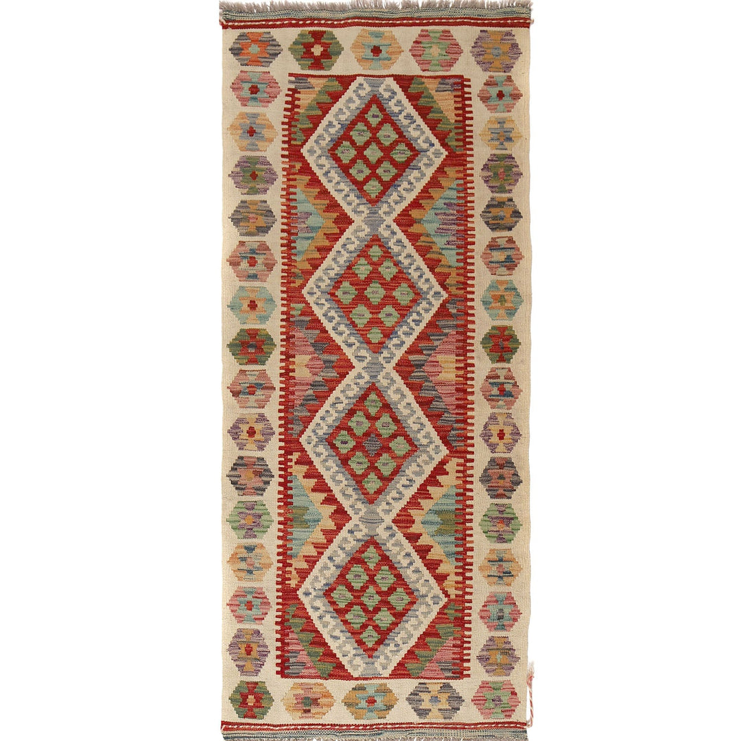 Afghan Kilim Rug 2'8" x 6'7" Flat-Weave