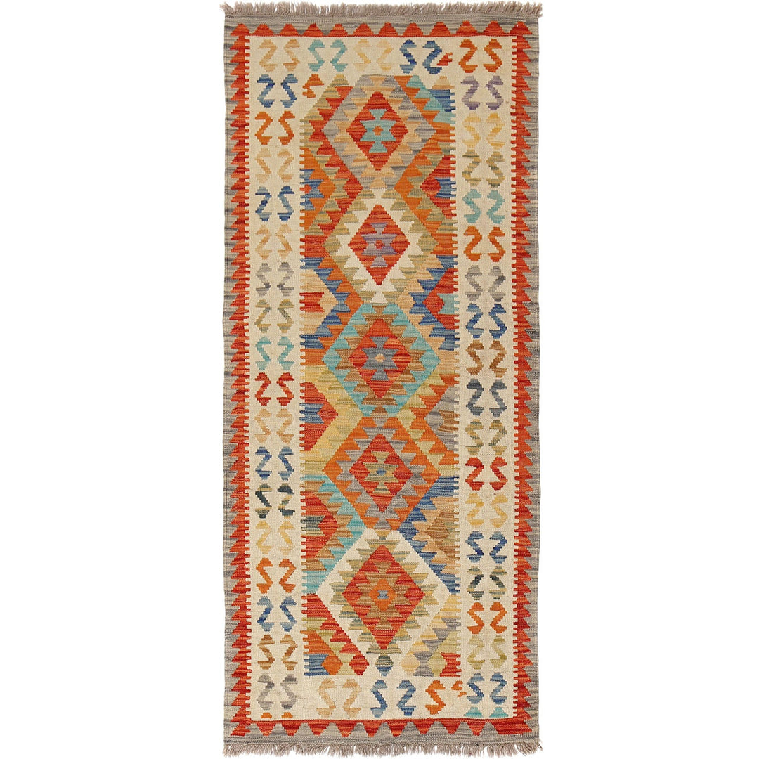 Afghan Kilim Rug 2'5" x 6'1" Flat-Weave