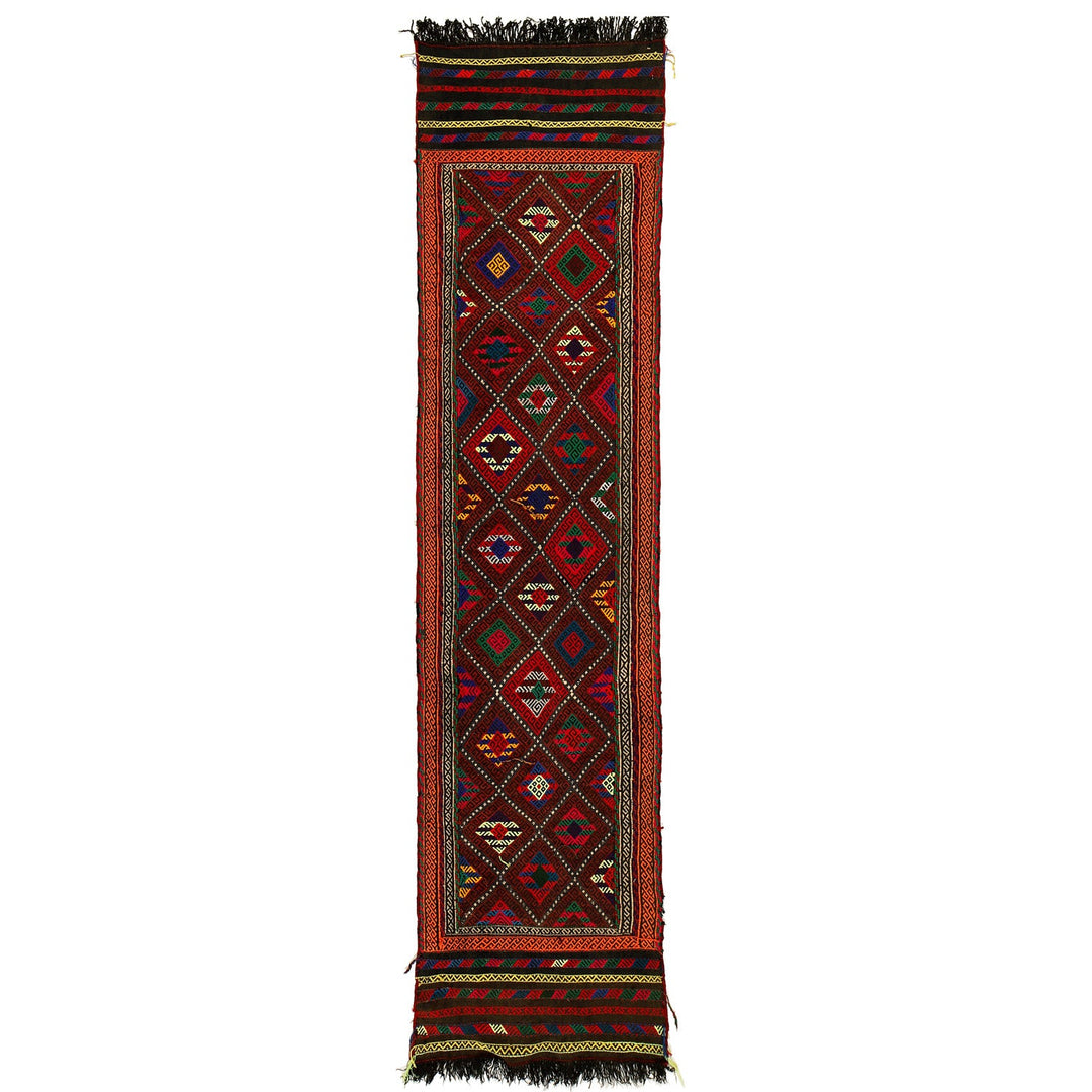 Afghan Suzuni Kilim Rug 2'1" x 7'9" Flat-Weave