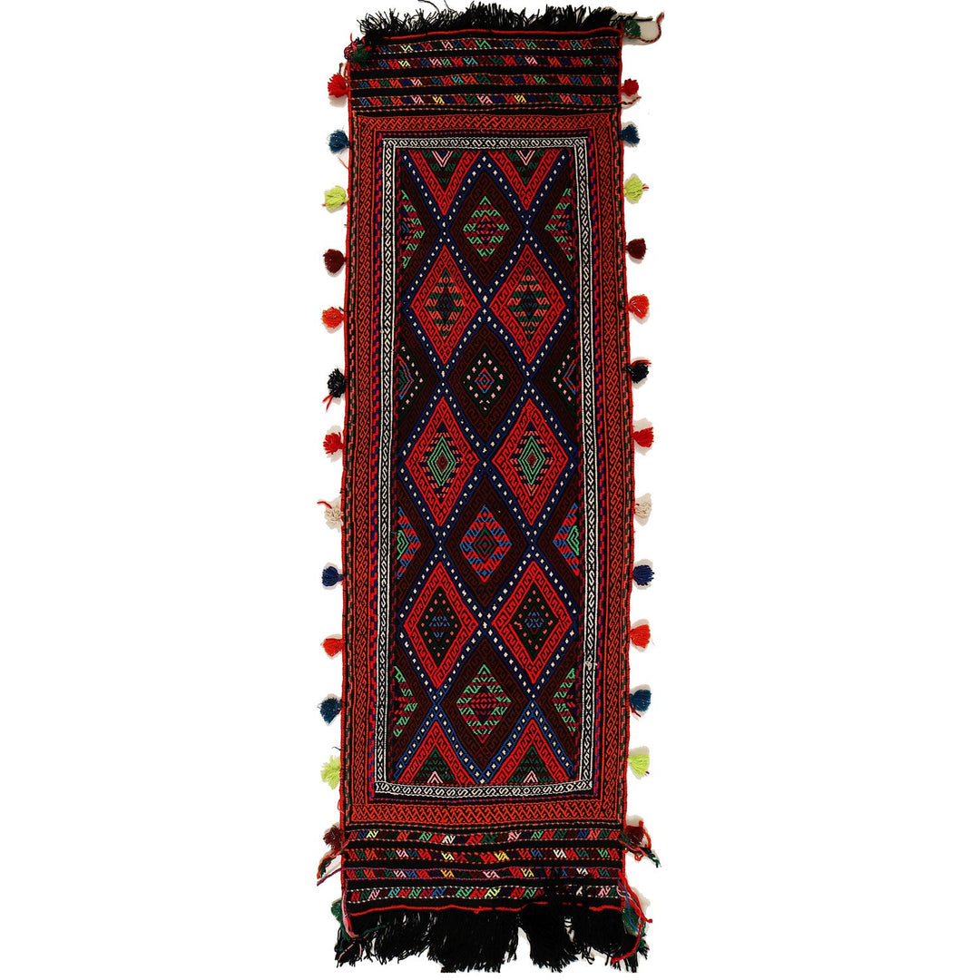 Afghan Suzuni Kilim Rug 2'1" x 7'1" Flat-Weave