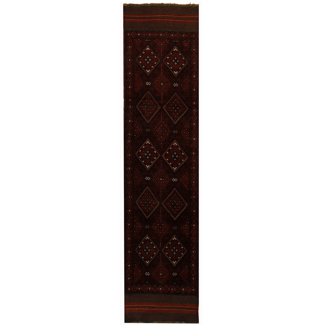 Red Afghan Mashwani Rug 2'0" x 8'0" Hand-Knotted