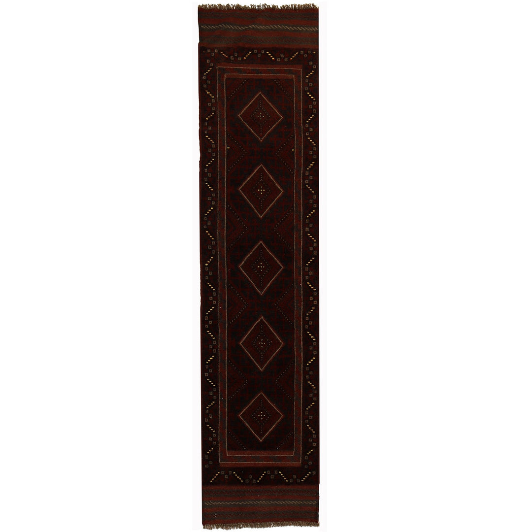 Red Afghan Mashwani Runner 1'8" x 7'9" Hand-Knotted