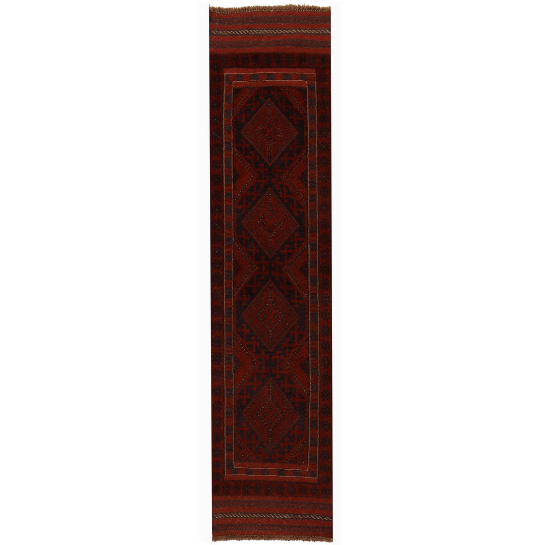 Red Afghan Mashwani Runner 1'9" x 7'7" Hand-Knotted