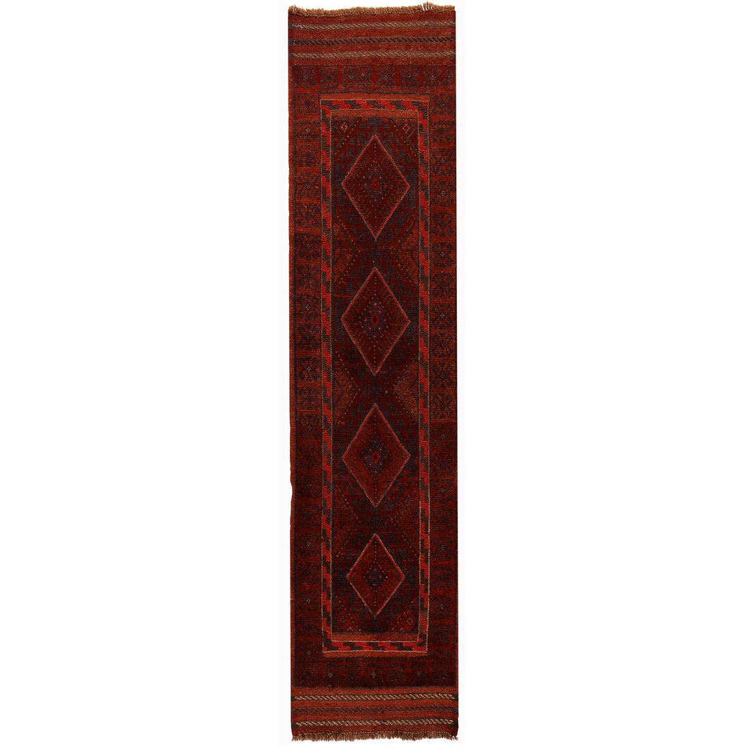 Red Afghan Mashwani Runner 1'9" x 7'8" Hand-Knotted