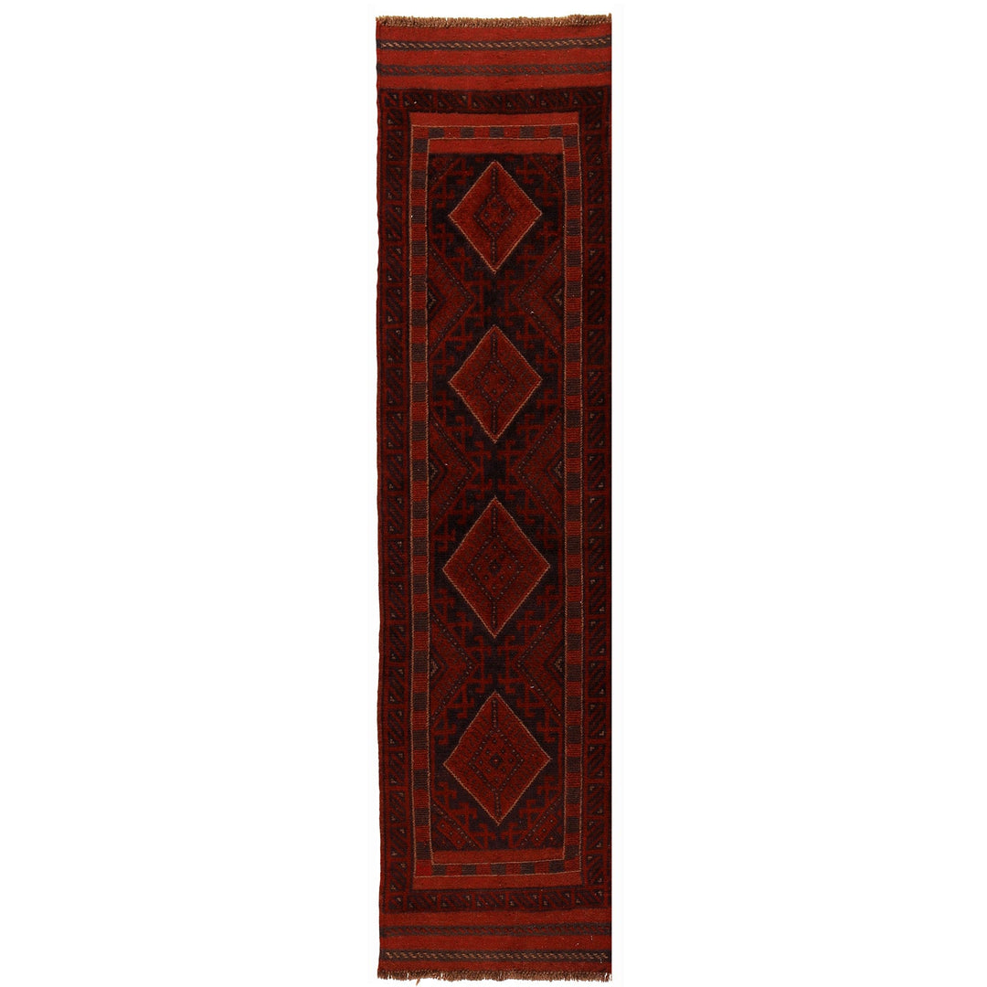 Red Afghan Mashwani Rug 2'0" x 7'9" Hand-Knotted