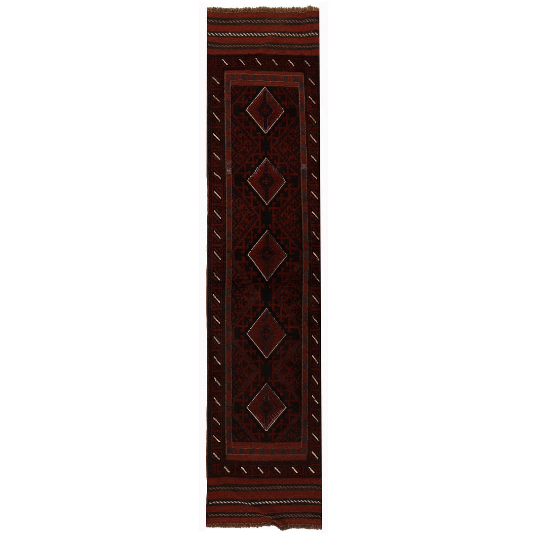 Red Afghan Mashwani Rug 2'0" x 8'1" Hand-Knotted