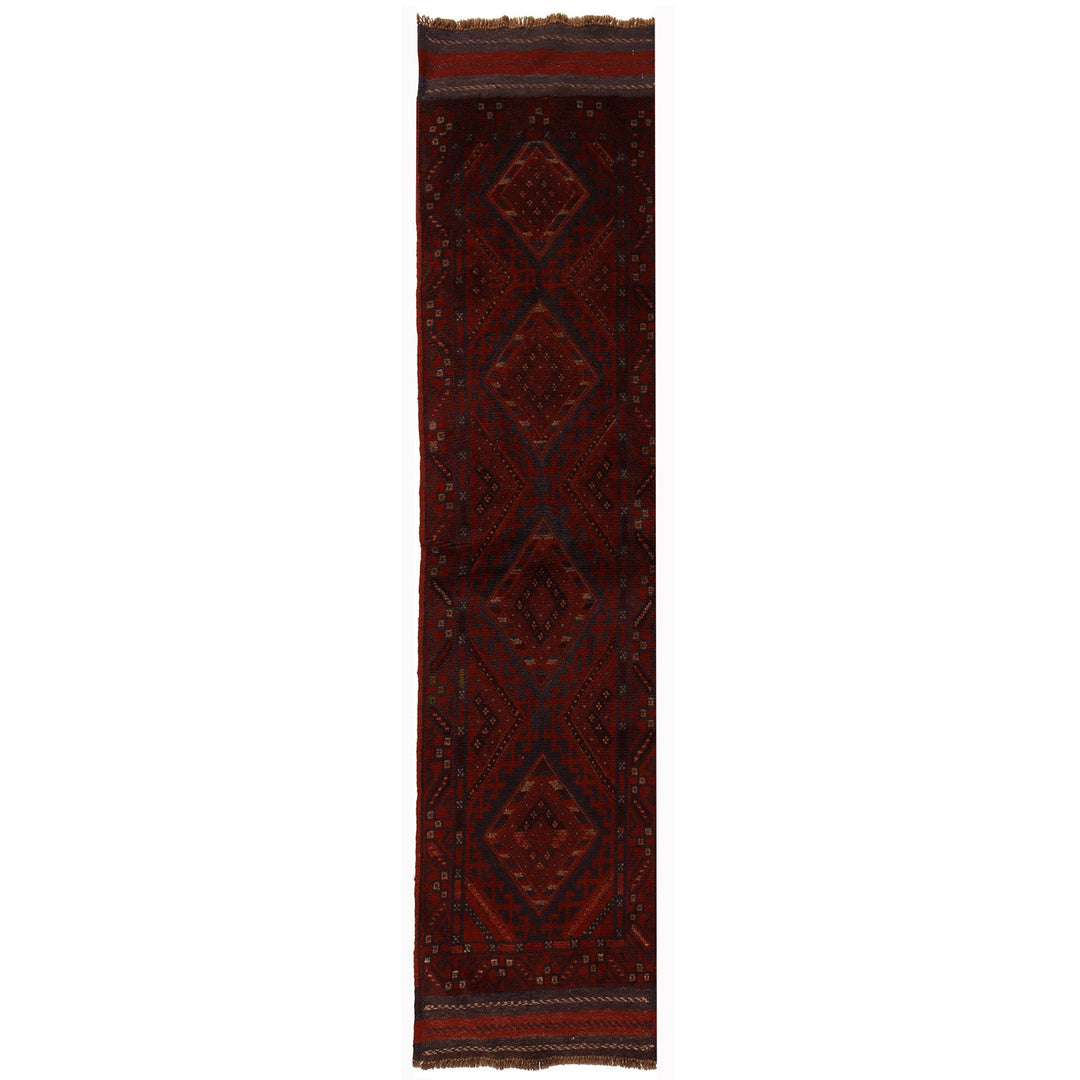 Red Afghan Mashwani Rug 2'0" x 8'0" Hand-Knotted