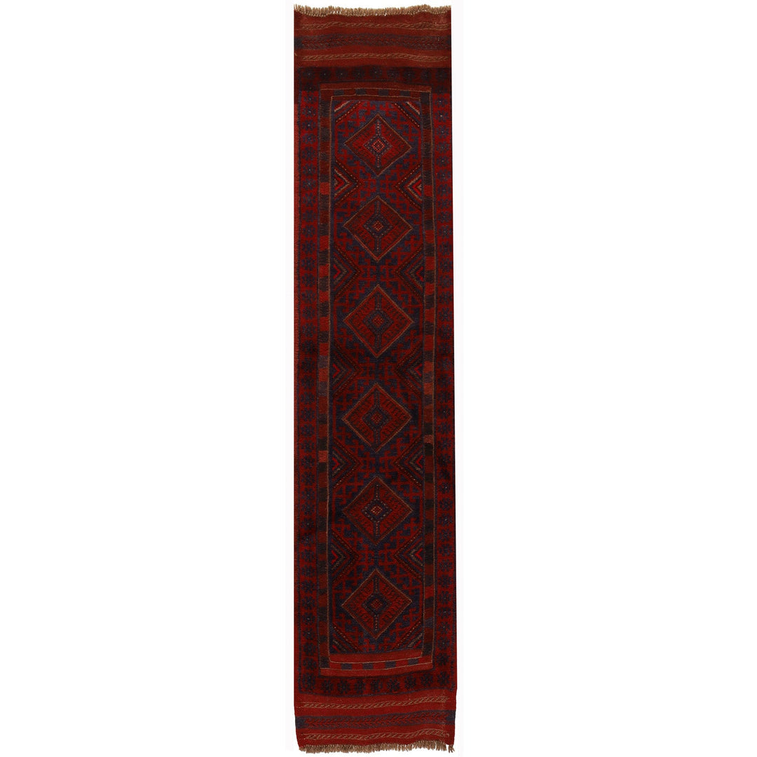 Red Afghan Mashwani Rug 2'0" x 8'5" Hand-Knotted