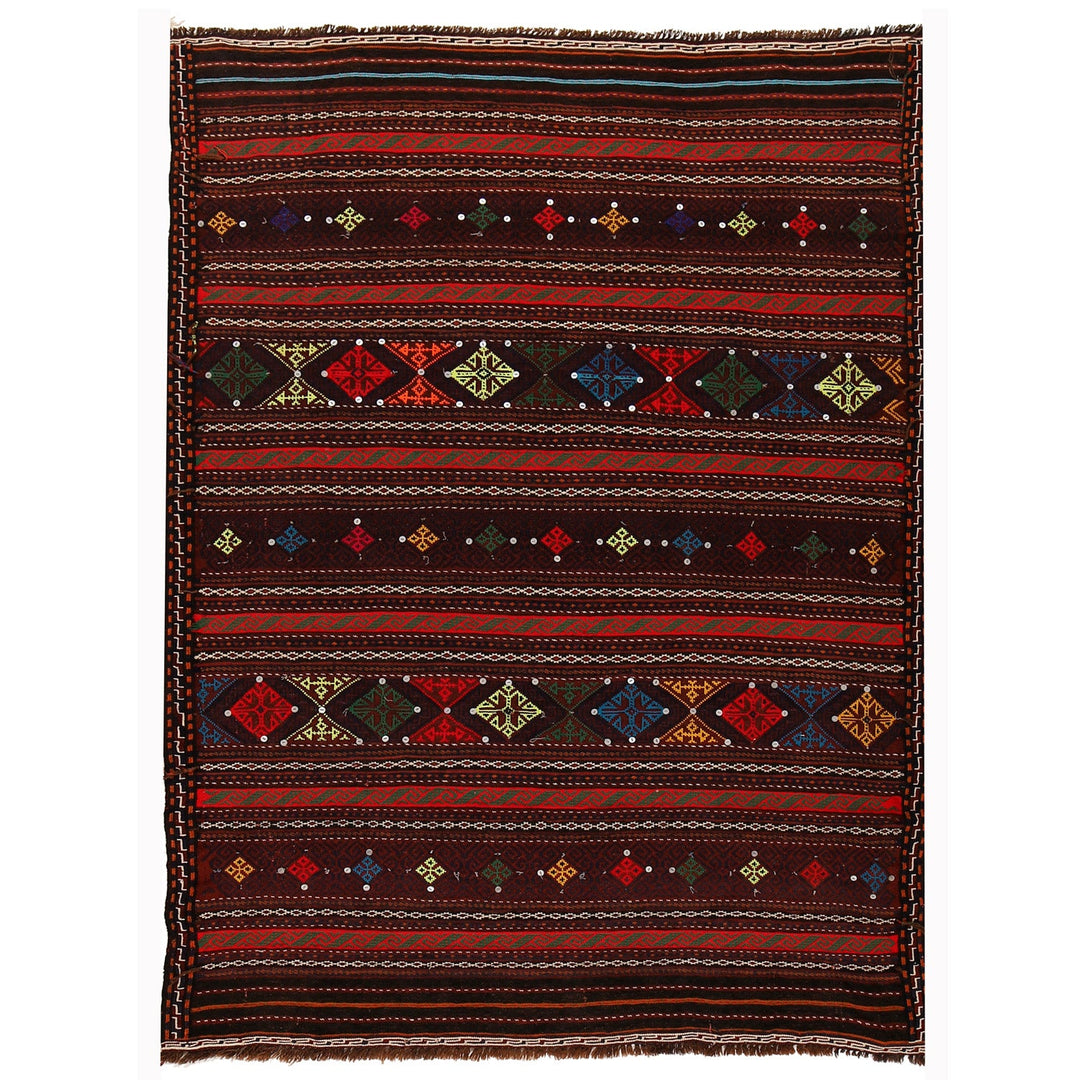 Afghan Laghari Kilim Rug 4'4" x 6'3" Flat-Weave