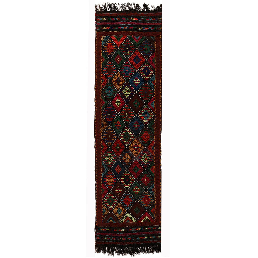Afghan Suzuni Kilim Rug 2'0" x 7'3" Flat-Weave