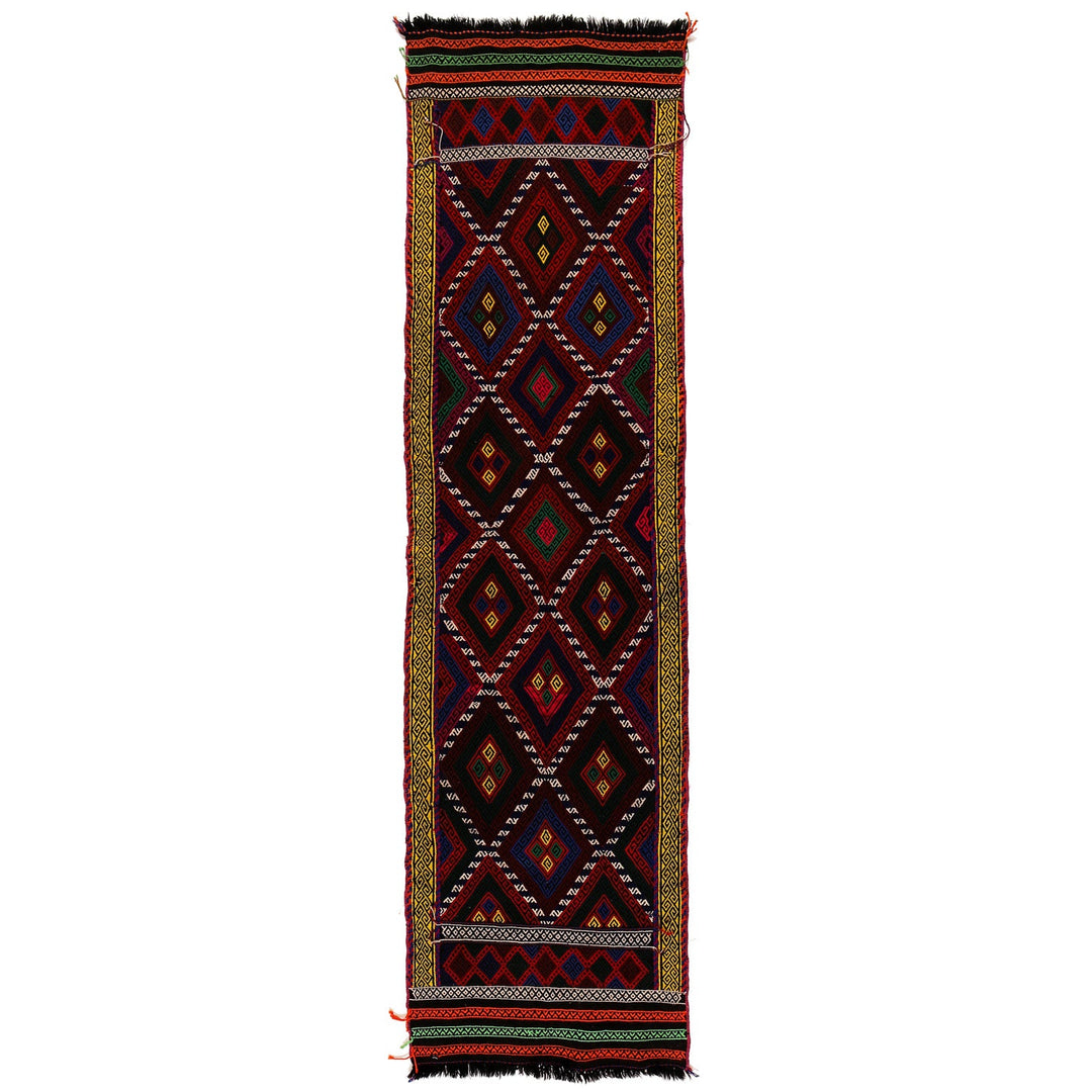 Afghan Suzuni Kilim Rug 2'3" x 8'1" Flat-Weave