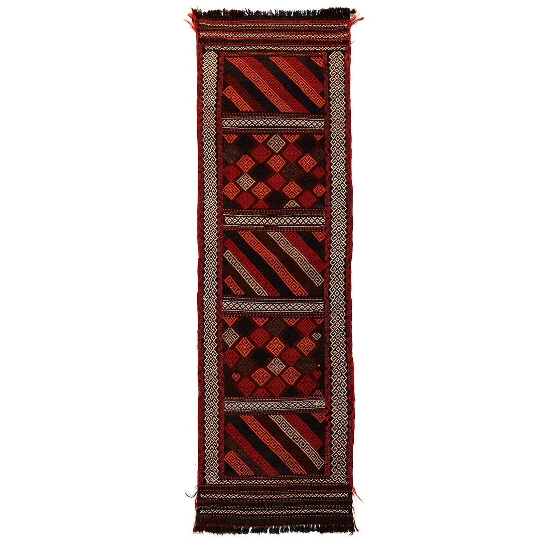 Afghan Suzuni Kilim Rug 1'9" x 6'3" Flat-Weave
