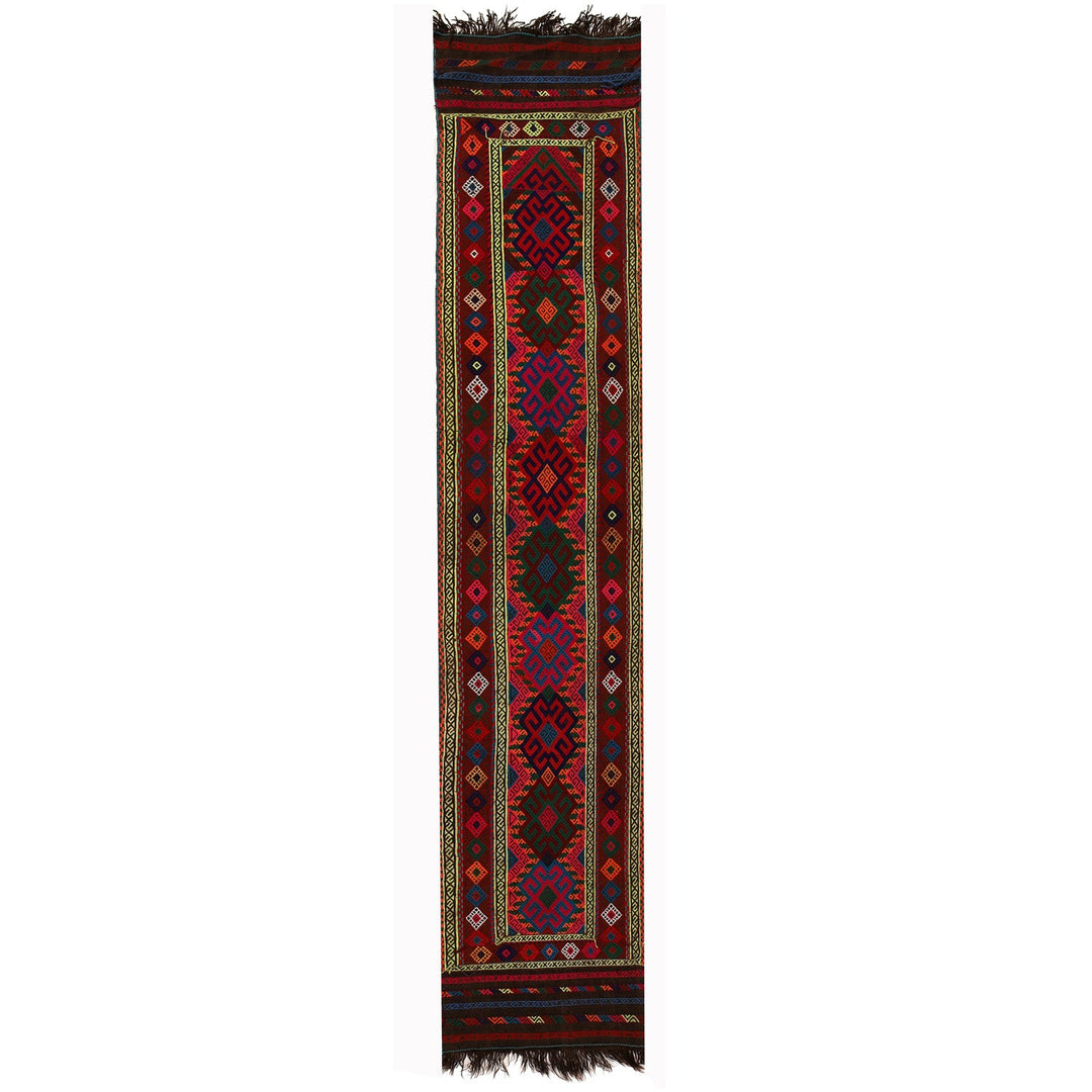 Afghan Suzuni Kilim Rug 2'1" x 9'3" Flat-Weave