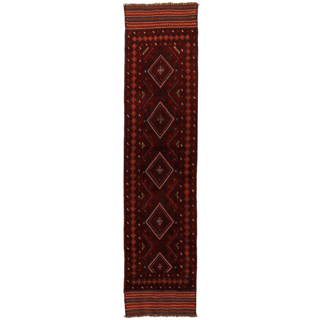 Red Afghan Mashwani Runner 2'2" x 8'1" Hand-Knotted