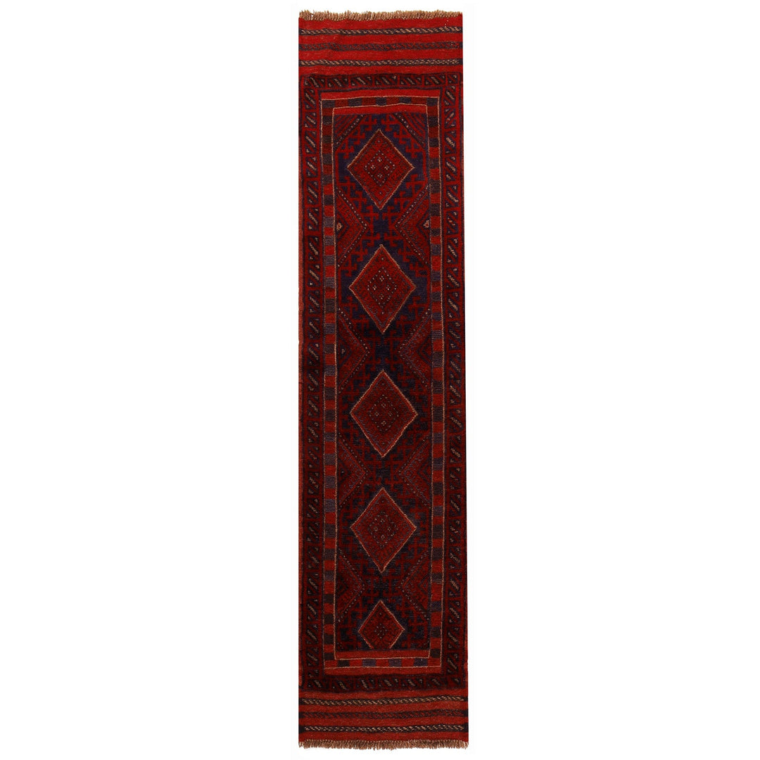 Red Afghan Mashwani Runner 1'9" x 7'8" Hand-Knotted