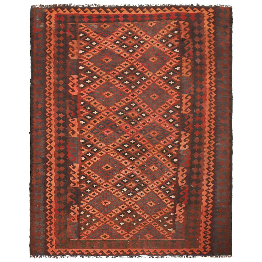Afghan Maimana Kilim Rug 6'5" x 8'3" Flat-Weave