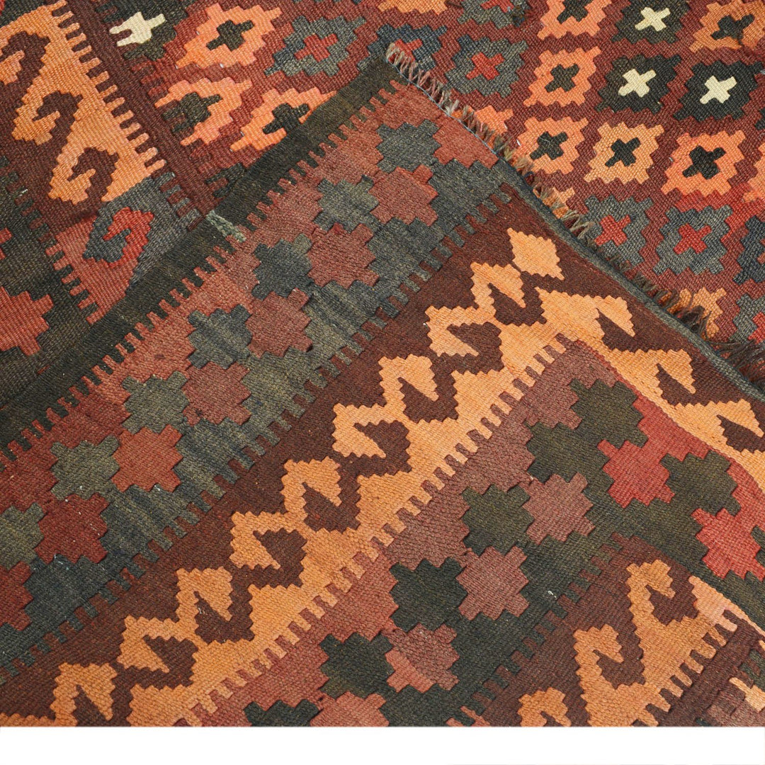 Afghan Maimana Kilim Rug 6'5" x 8'3" Flat-Weave border