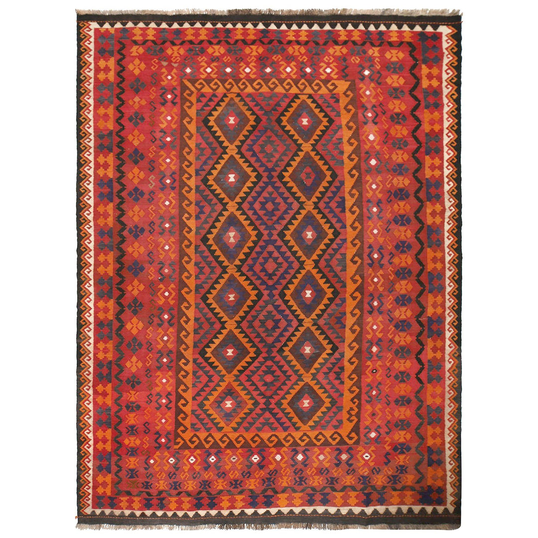 Afghan Maimana Kilim Rug 6'6" x 9' Flat-Weave
