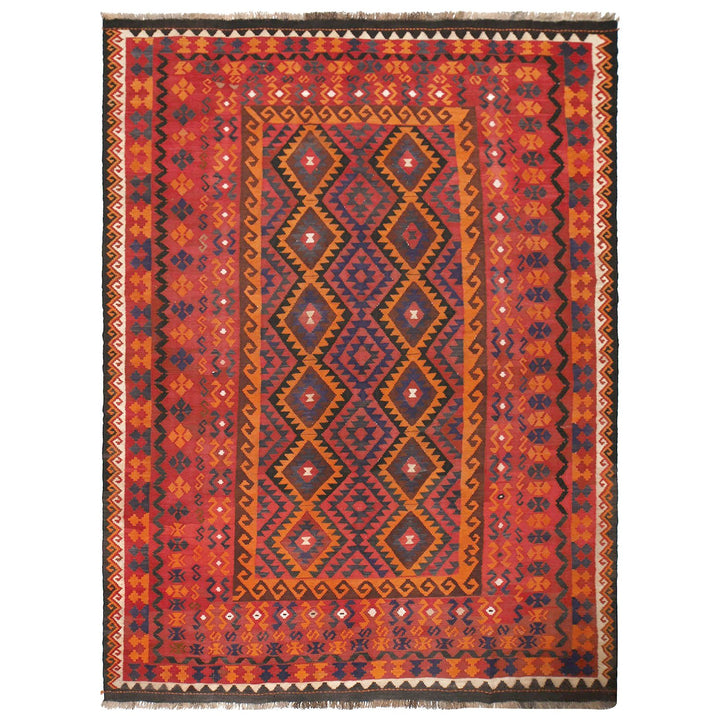 Afghan Maimana Kilim Rug 6'6" x 9' Flat-Weave