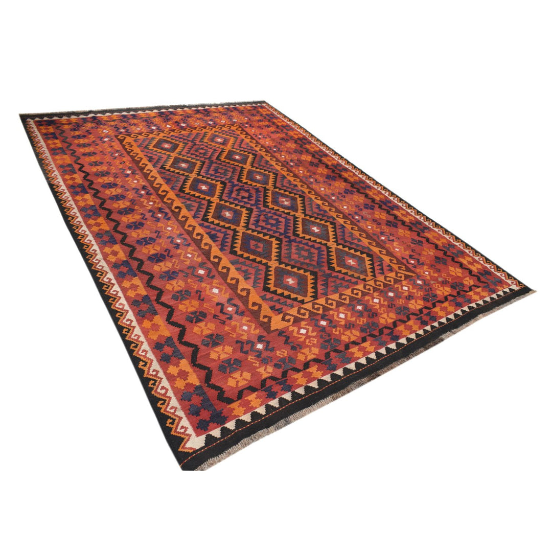 Afghan Maimana Kilim Rug 6'6" x 9' Flat-Weave close-up