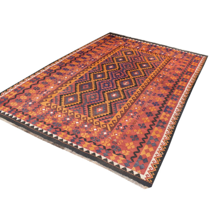 Afghan Maimana Kilim Rug 6'6" x 9' Flat-Weave pattern