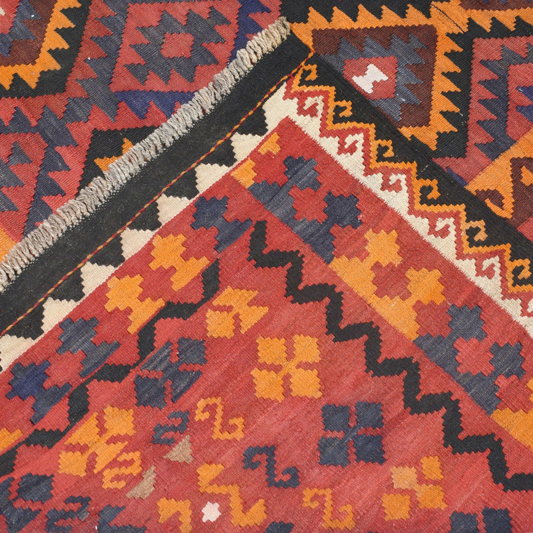 Afghan Maimana Kilim Rug 6'6" x 9' Flat-Weave border