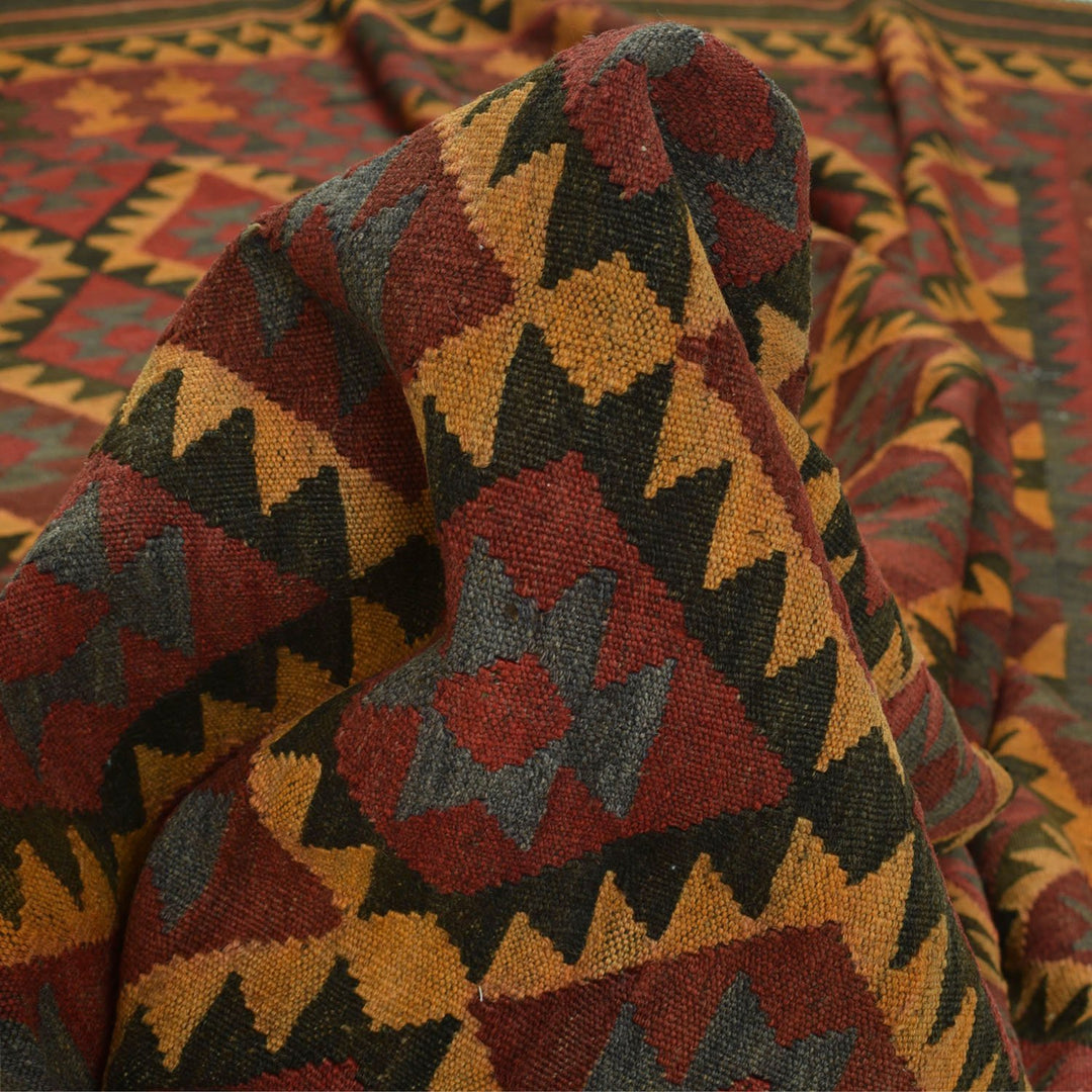 Afghan Maimana Kilim Rug 6'5" x 8'6" Flat-Weave field