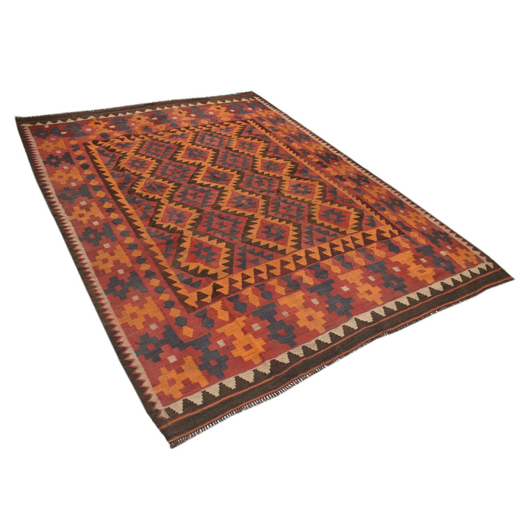 Afghan Maimana Kilim Rug 6'3" x 8'1" Flat-Weave close-up