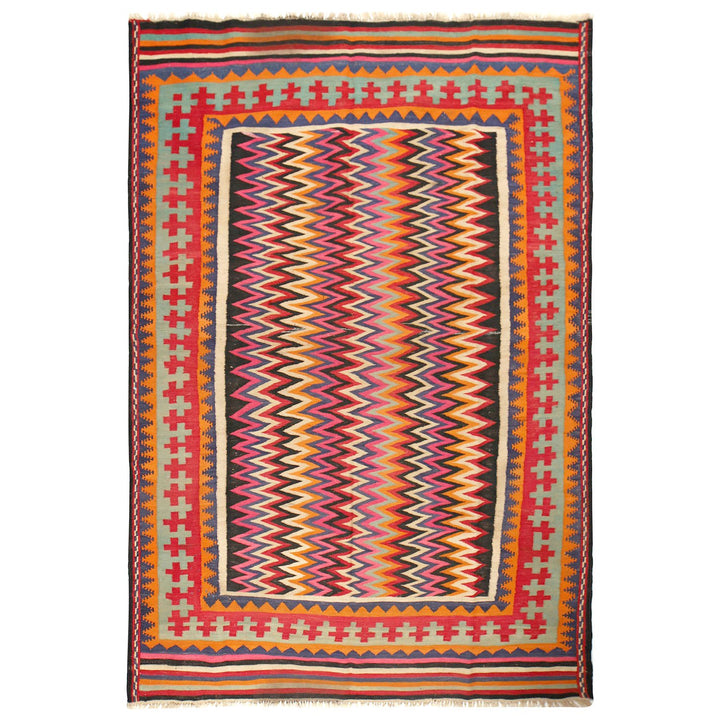 Afghan Maimana Kilim Rug 5'8" x 8'9" Flat-Weave