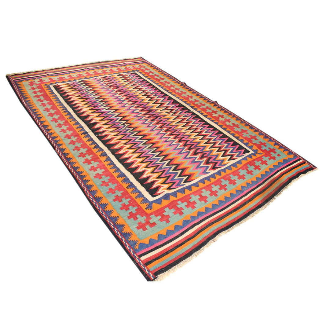 Afghan Maimana Kilim Rug 5'8" x 8'9" Flat-Weave close-up