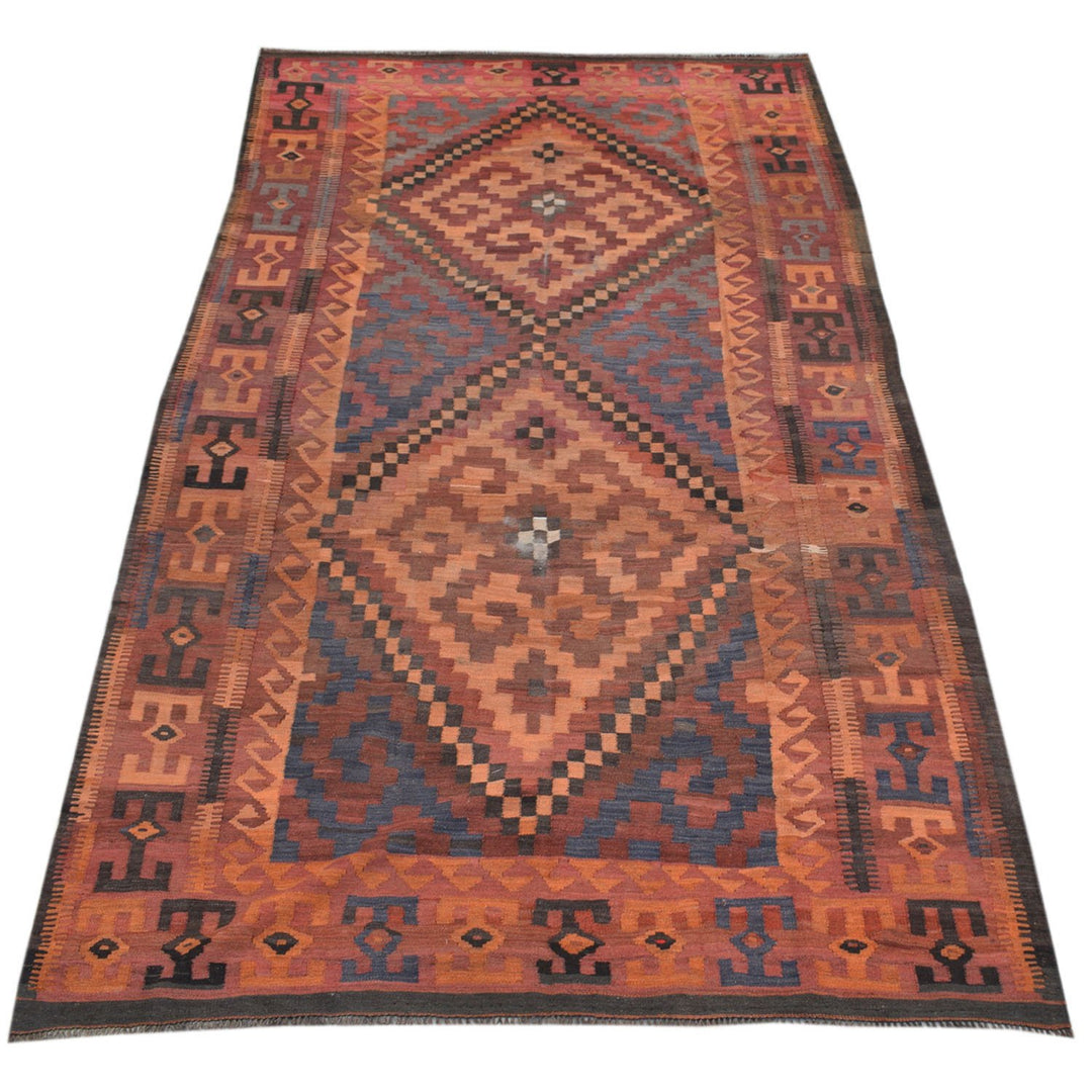 Afghan Maimana Kilim Rug 6'8" x 12'9" Flat-Weave