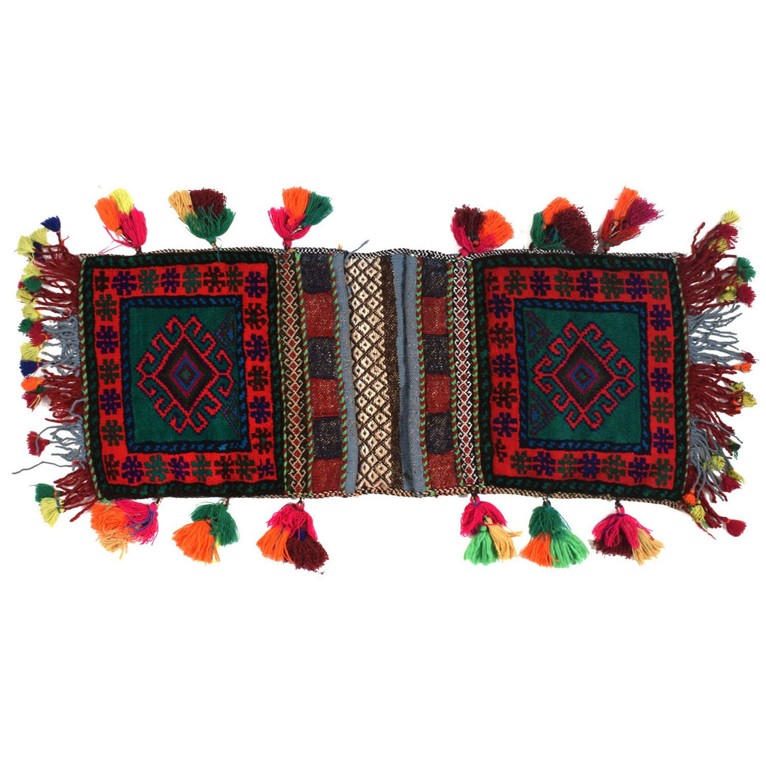 Afghan Saddle Bag Rug 0'9" x 2'3" Hand-Knotted