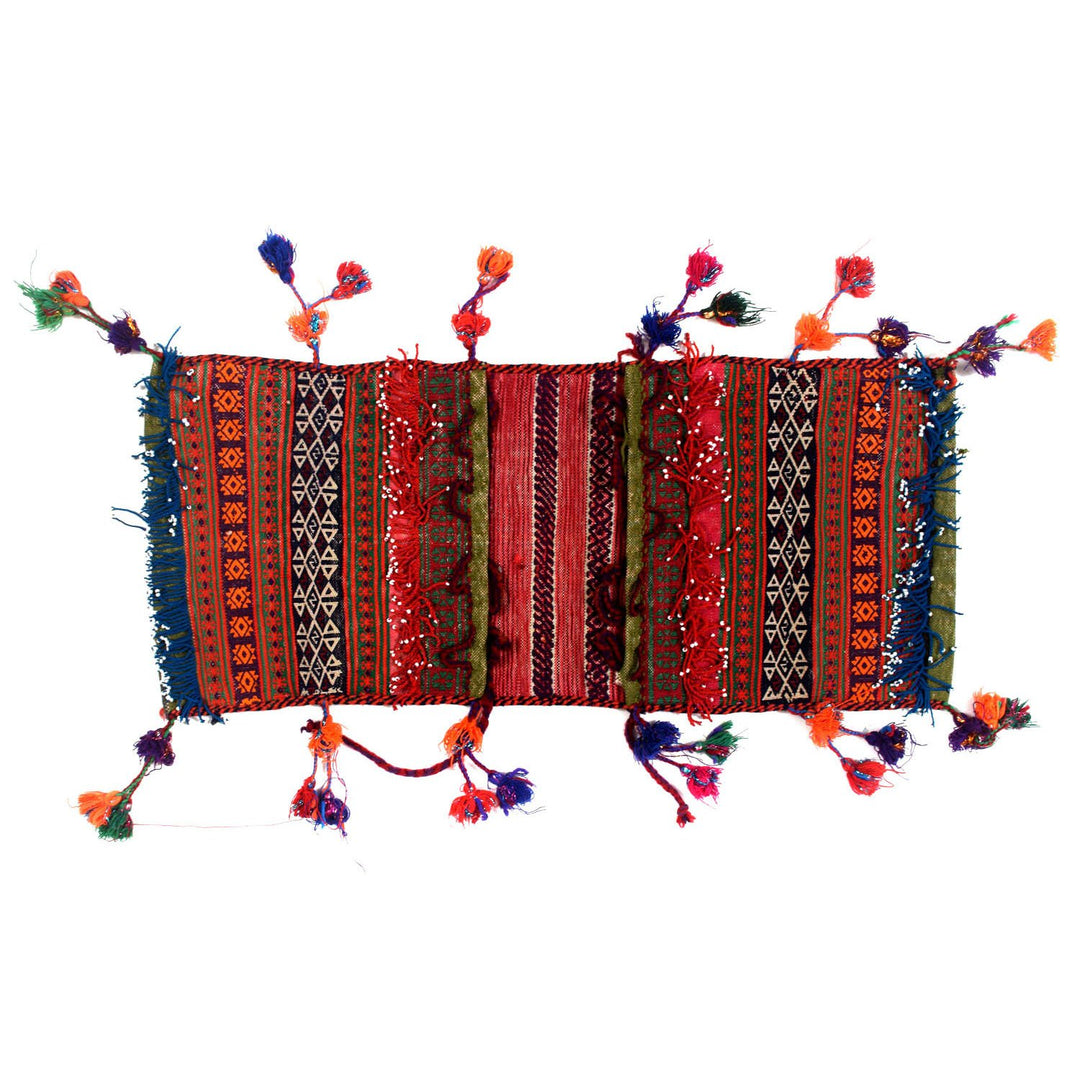 Afghan Saddle Bag Rug 1' x 2'5" Hand-Knotted