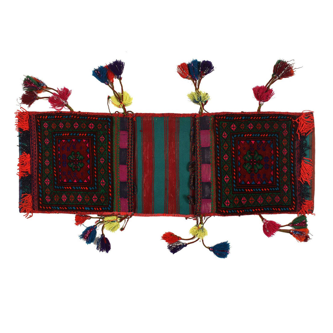 Afghan Saddle Bag Rug 0'9" x 2'6" Hand-Knotted