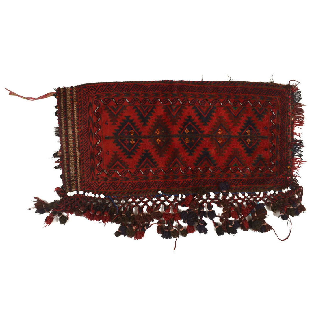 Red Afghan Balisht Rug 1'8" x 3'9" Hand-Knotted