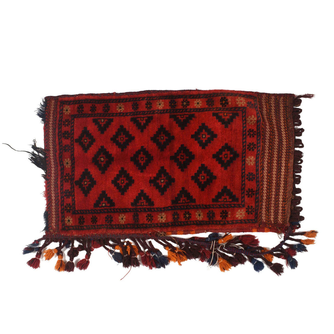 Red Afghan Balisht Rug 1'8" x 3'3" Hand-Knotted