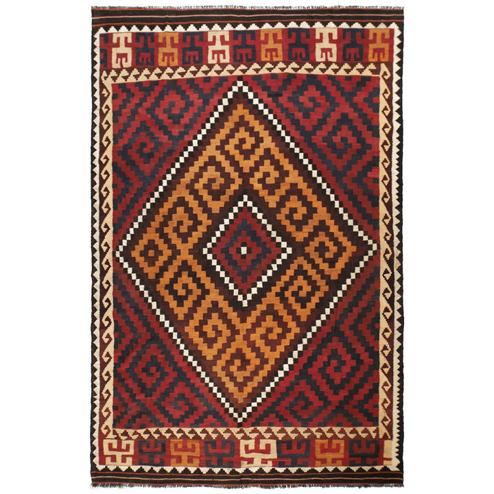 Afghan Maimana Kilim Rug 6'3" x 10' Flat-Weave