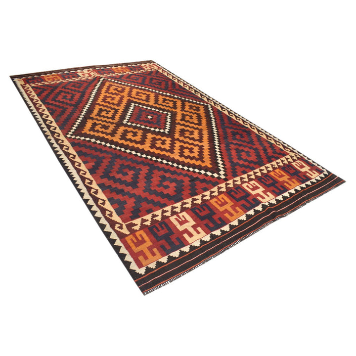 Afghan Maimana Kilim Rug 6'3" x 10' Flat-Weave close-up