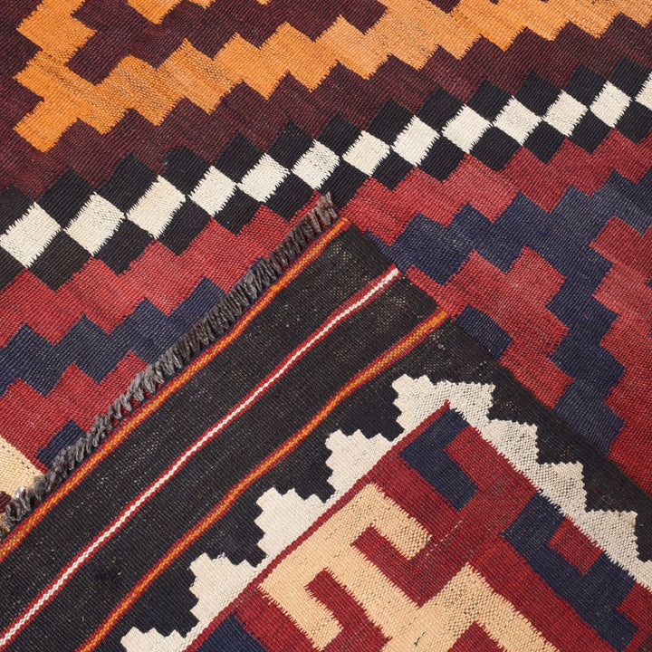Afghan Maimana Kilim Rug 6'3" x 10' Flat-Weave border