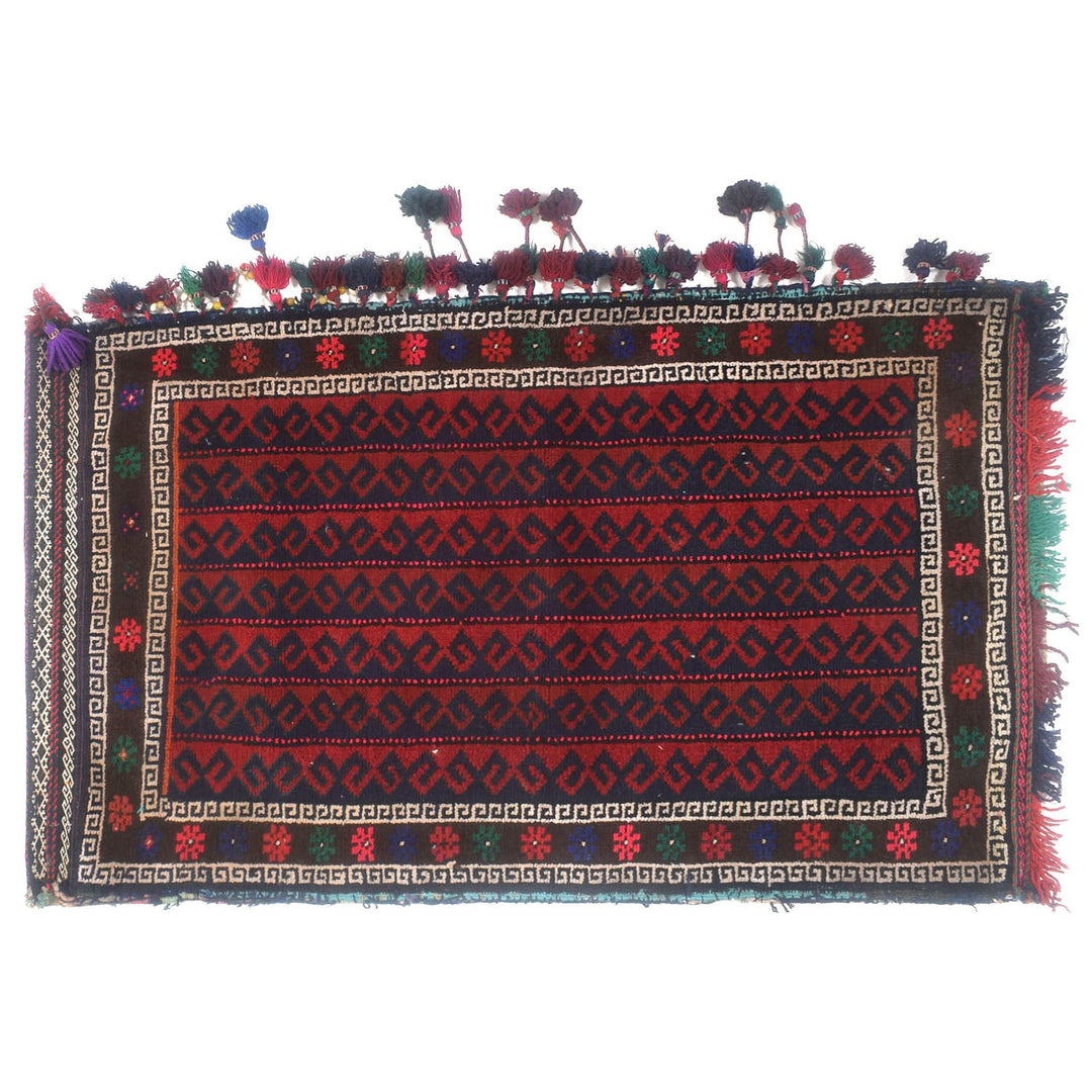 Red Afghan Balisht Rug 1'9" x 3'3" Hand-Knotted