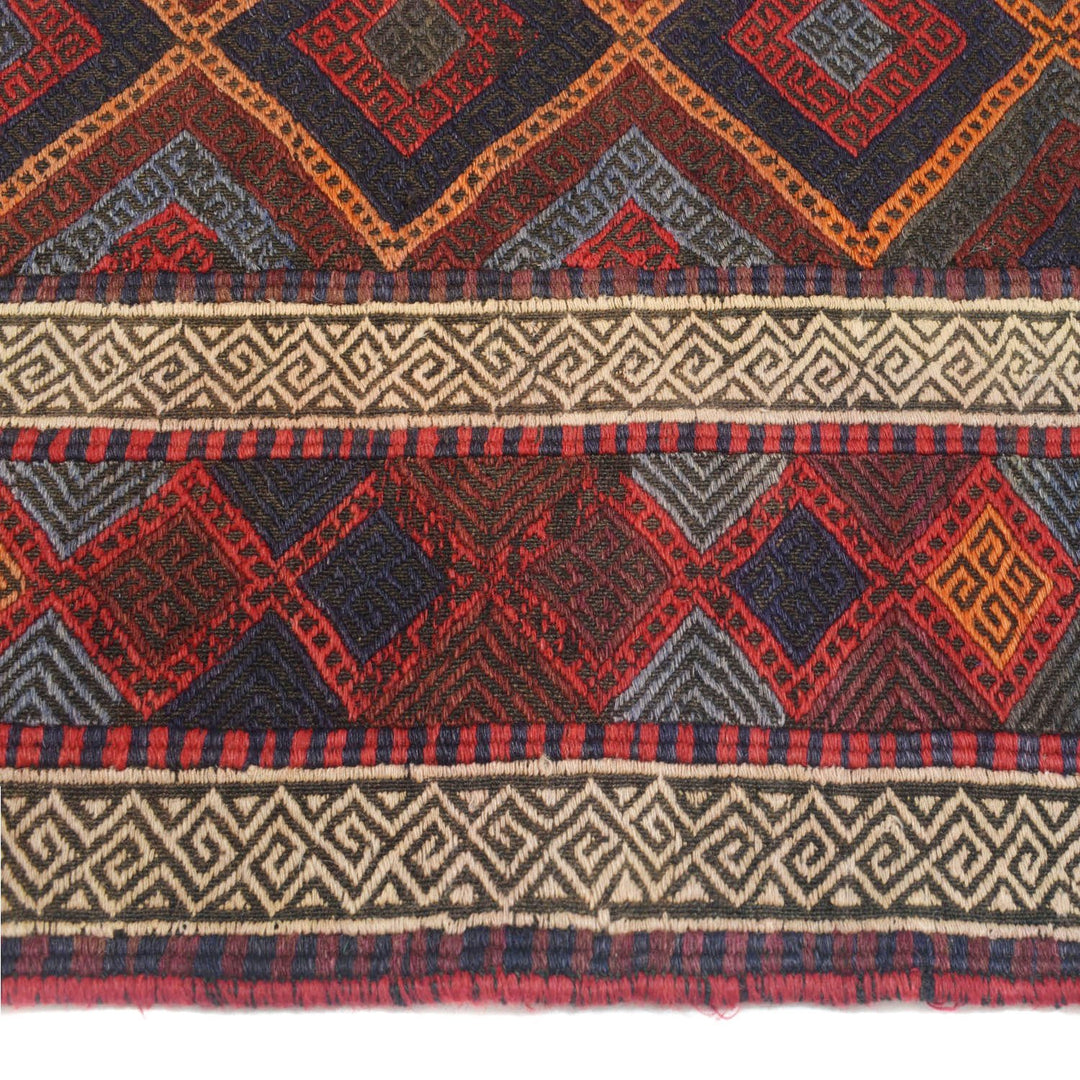 Afghan Suzuni Kilim Rug 5'7" x 8'8" Flat-Weave detail
