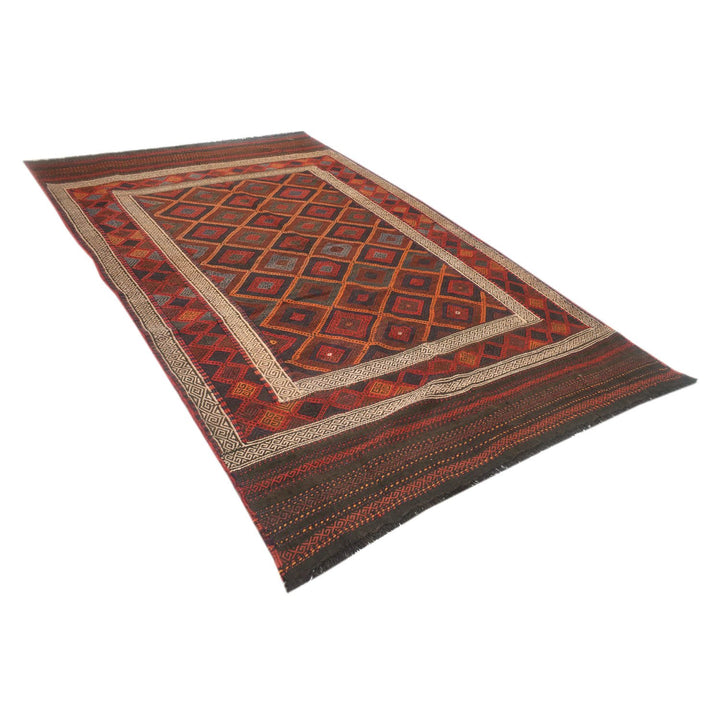 Afghan Suzuni Kilim Rug 5'7" x 8'8" Flat-Weave close-up