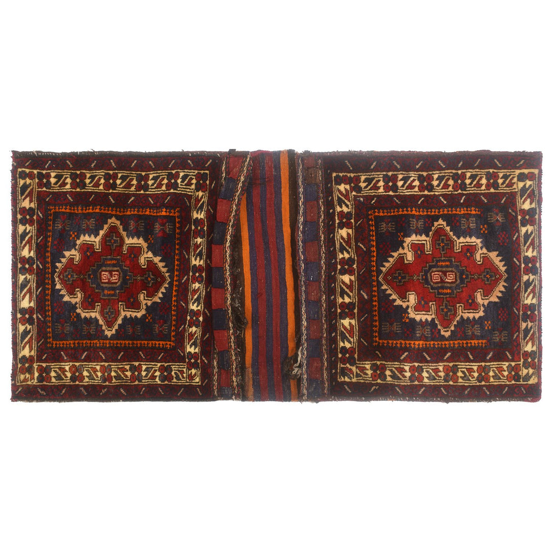 Afghan Saddle Bag Rug 1'9" x 4'3" Hand-Knotted