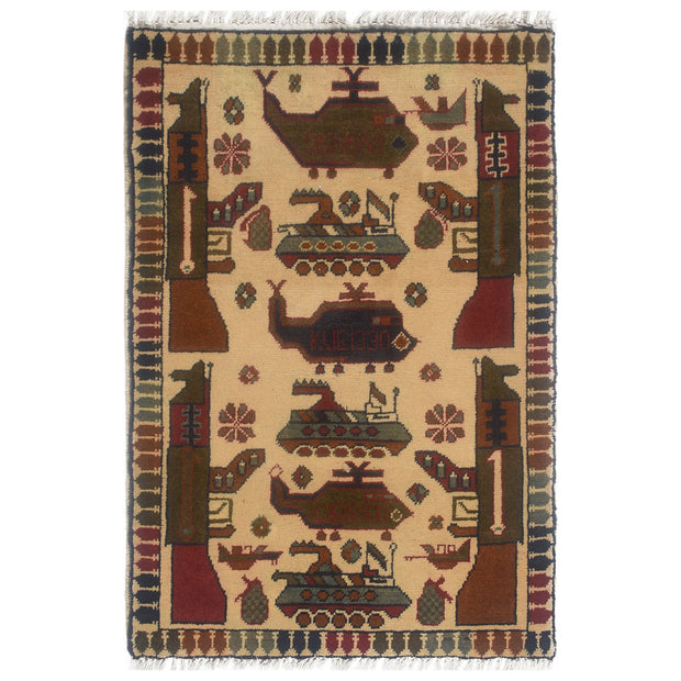 Afghan War Rug 2' x 2'8" - No. AL43822