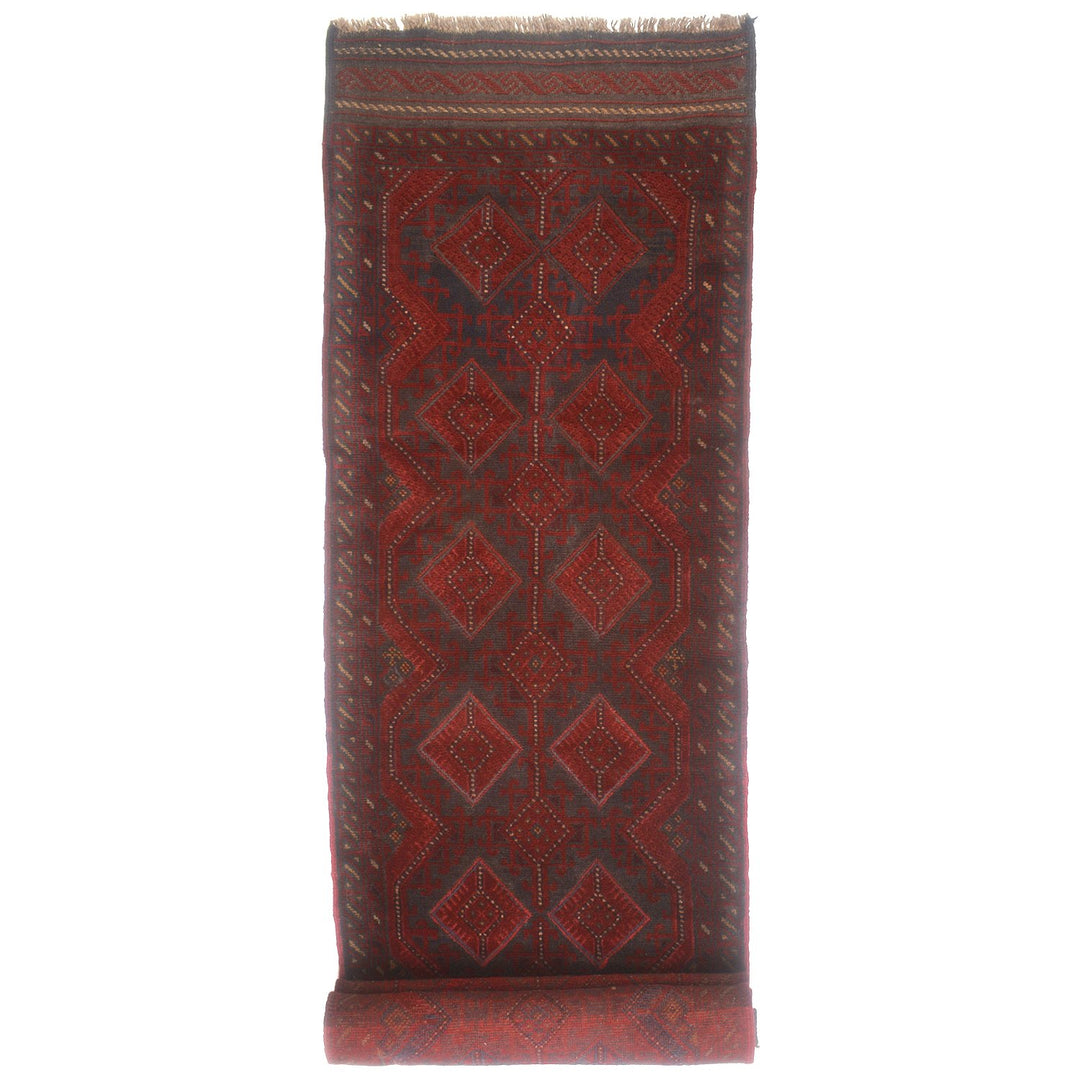 Afghan Mashwani Rug 2' 3" x 11' 5" Hand-Knotted