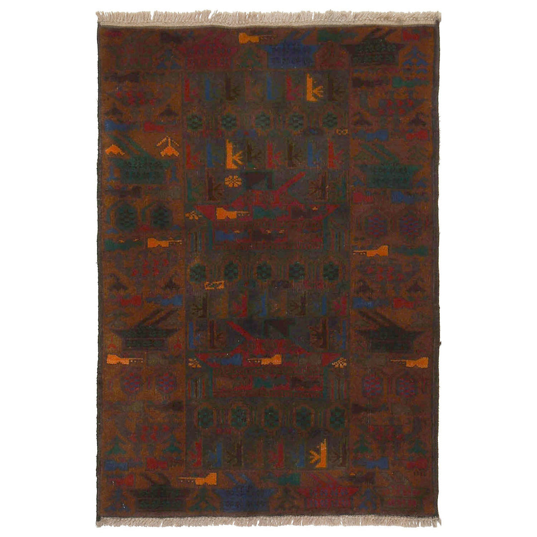 Afghan War Rug 2'7" x 4'1" Hand-Knotted