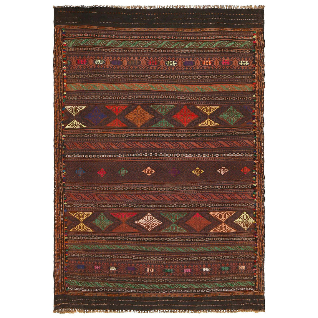 Afghan Laghari Kilim Rug 4'3" x 6'6" Flat-Weave
