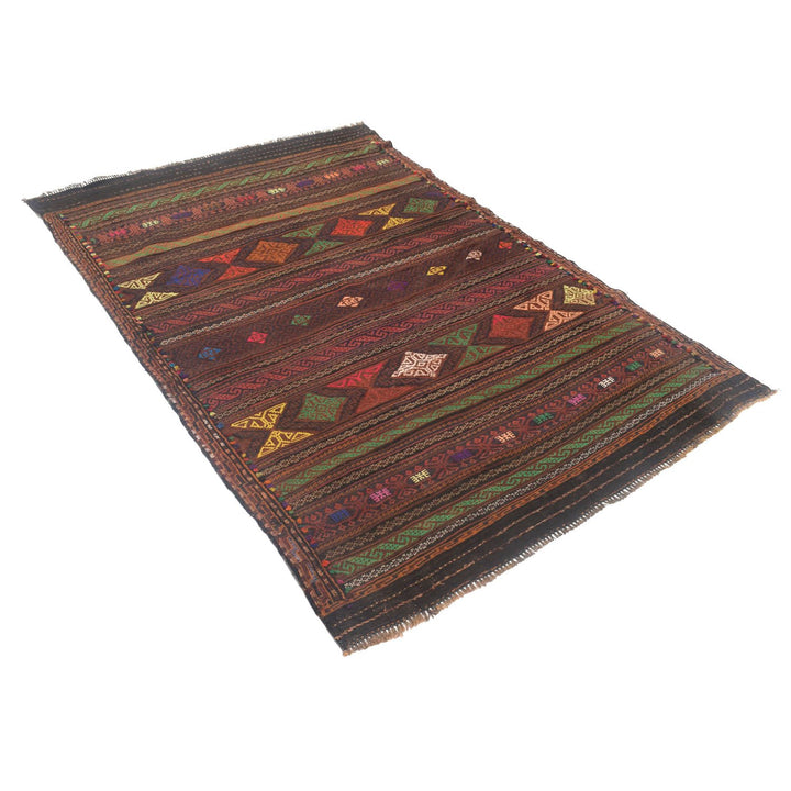 Afghan Laghari Kilim Rug 4'3" x 6'6" Flat-Weave close-up