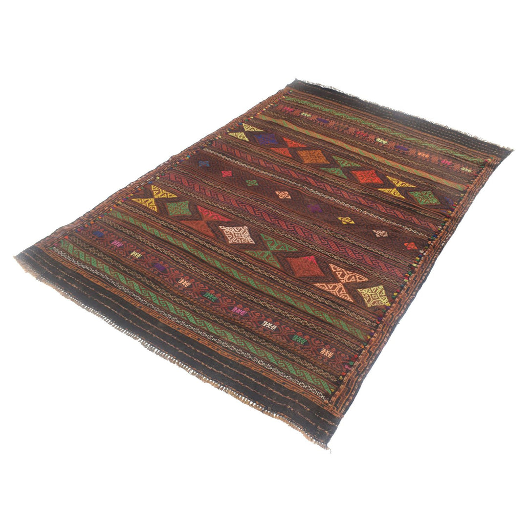 Afghan Laghari Kilim Rug 4'3" x 6'6" Flat-Weave pattern