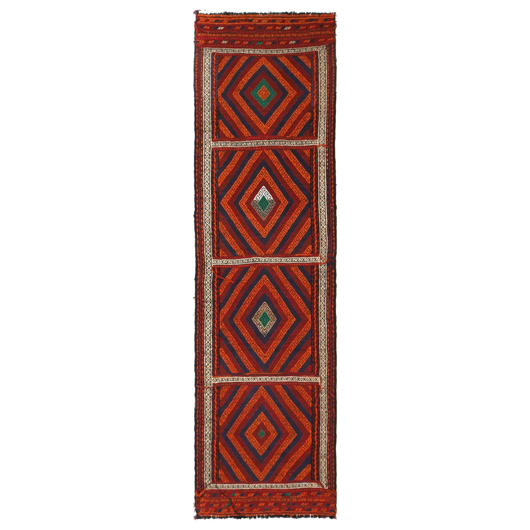 Afghan Suzuni Kilim Rug 2'1" x 8'1" Flat-Weave